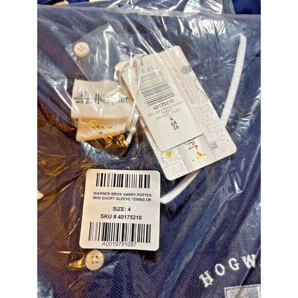 Harry Potter +4 Navy Hogwart Quidich Button Collar Neck Short Sleeve Shirt Dress - Picture 6 of 6